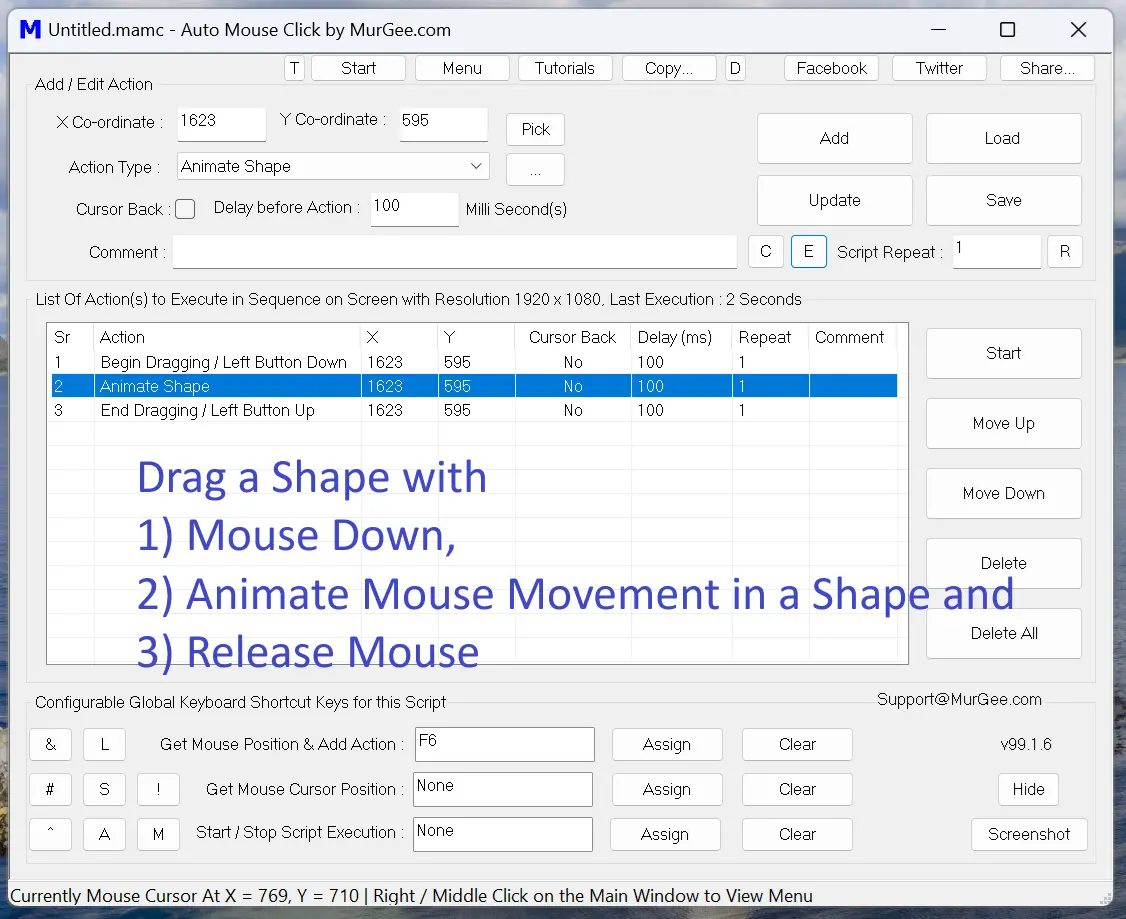 Drag Mouse Cursor in a Shape (Circle, Rectangle or Ellipse)