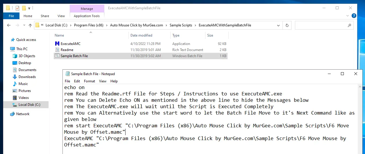 Screenshot Displaying How you can Execute a Macro Script from a Batch File using Command Line Application