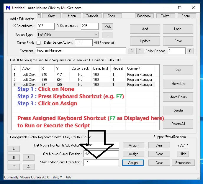 Screenshot Displaying How you can Execute a Macro Script using Assigned Keyboard Shortcut