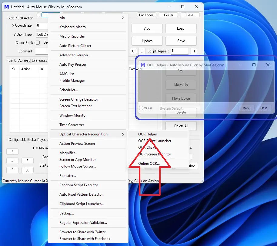 OCR Helper to do Optical Character Recognition of Rectangular Area on Screen or Selected Image